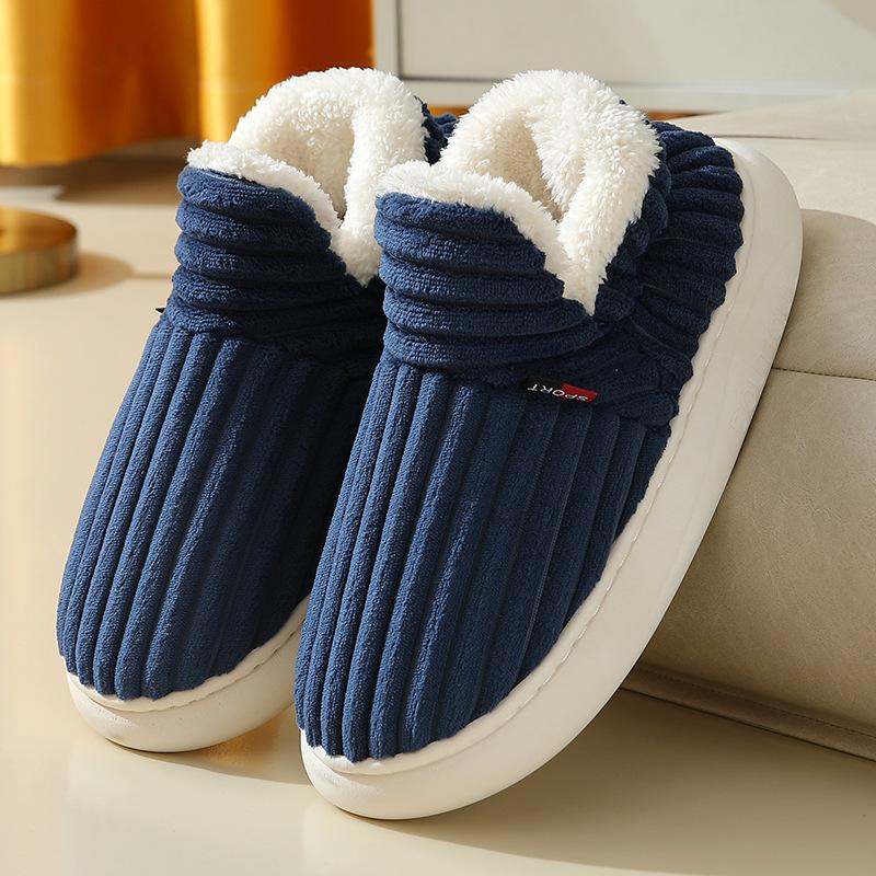 Cotton Slippers Velvet Home Non-slip Confinement Shoes Indoor Warm Shoes Women's Cotton Shoes Men's
