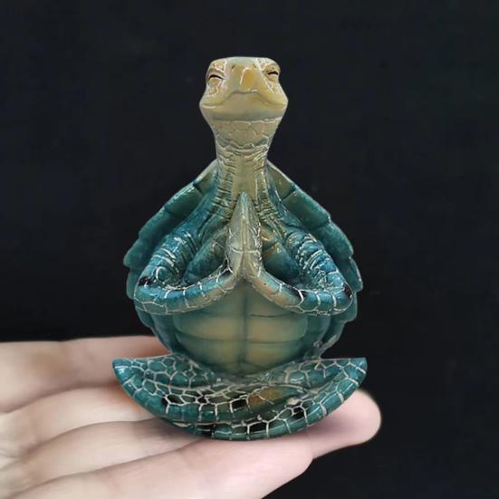 Yoga Turtle Statue Resin Sit In Meditation Turtle Figurine Meditating Zen Turtle Ornament for Yoga Studio Home Bedroom Decoration