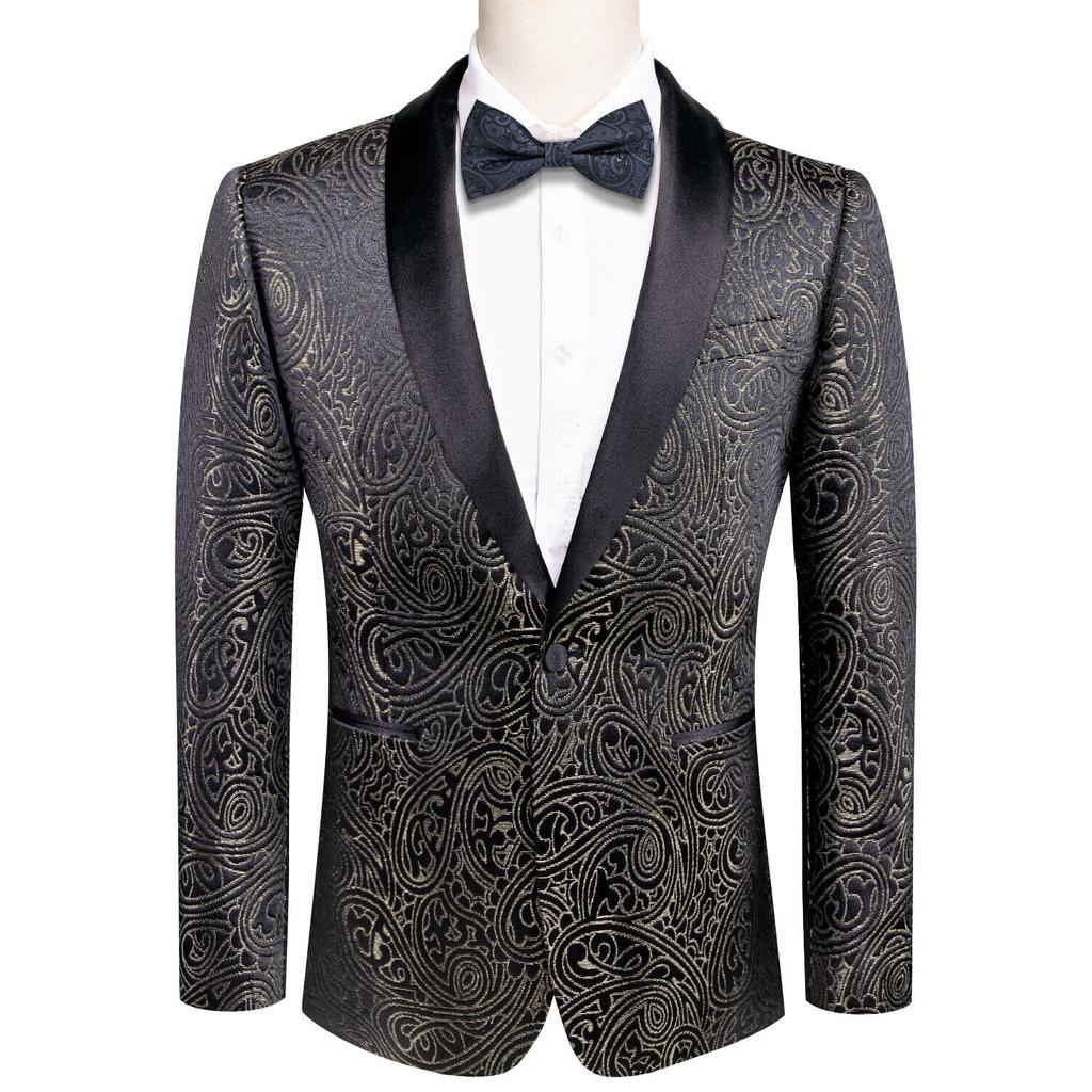 Mens Floral Tuxedo Dinner Jacket Regular Fit Shawl Lapel Paisley Prom Party Suit