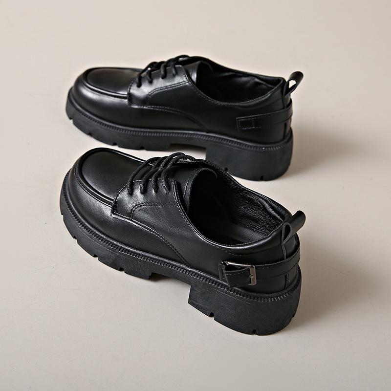 New Loafers Women's Shoes Leather Surface Spring Solid Color Heightened Platform Student Fashion Campus