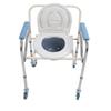 Bedside Commode Chair with Brake Wheels Carbon Steel Foldable Adjustable Height Multifunctional Toilet Chair