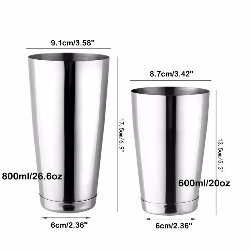 Cocktail Shaker Boston Shaker: 2-piece Set: 18.6oz Weighted & 25oz Weighted Professional Bartender Bar Tool