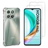 Shockproof Case - Phonillico® - Honor X6b - Flexible - Transparent - 2 Tempered Glass
