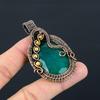 Lab-Created Emerald Gemstone Pure Copper Wire Wrapped Handmade Pendant Jewelry