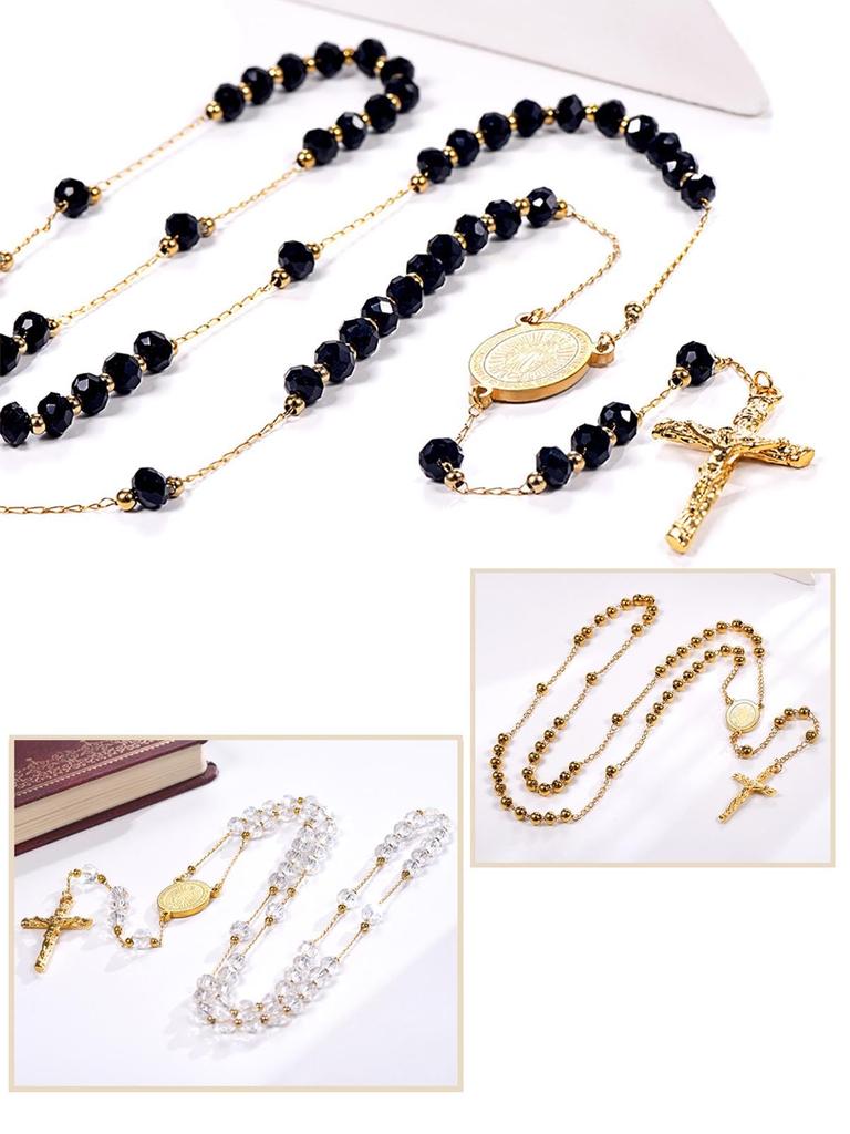 Rosary Cross Virgin Archangel Christian Long Stainless Hypoallergenic To Metals [FaithHeart] Necklace, Women's, Men's, Necklace, Mary, Michael,