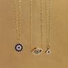 Tide Street Hip Hop Light Blue Horse Eye Lucky Eye Pendant Stainless Steel Necklace
