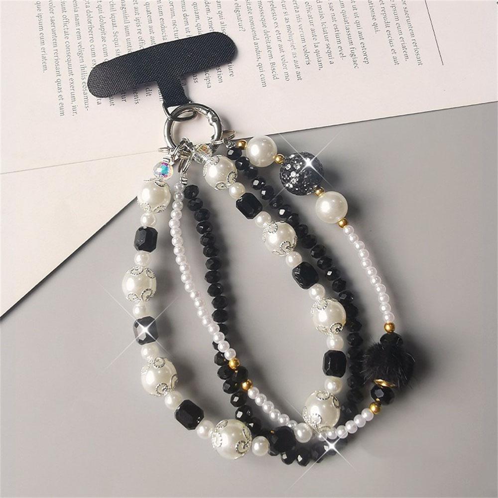 Phone Charms Wrist Strap 3-in-1 Beaded Phone Lanyard Jewelry with Tether Tab,Folded Length: 14cm