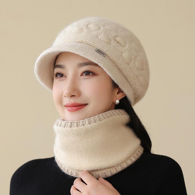 Middle-aged and Elderly Hat Women's Autumn and Winter Wool Hat Fashion Cap Thickened Warm Knitted Windproof Beret