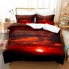 Sunset Scenery Duvet Cover Set King Queen Size Red Sunshine Landscape Polyester Comforter Cover for Kids Boys Girls Bedding Set