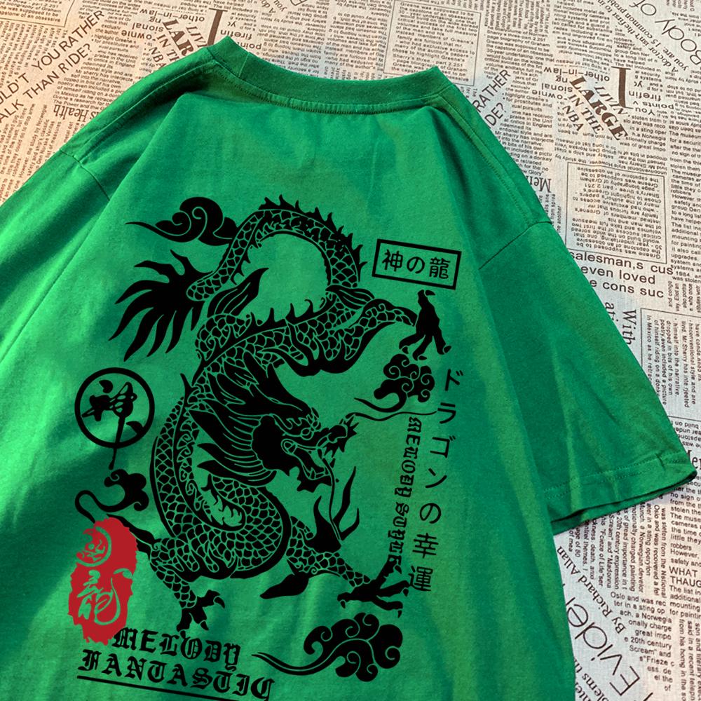 The Harajuku Dragon Funny Pattern T Shirts Men Hip Hop Tee Clothes Cotton Couple Summer Shirt Summer Cotton Loose T Shirts Women