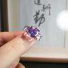 Ice Flower Cut Square Powder Stone Ring, Women'S Light Luxury High-End Purple Zircon Super Flash Live Diamond Ring