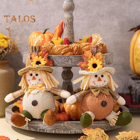 Fall Gnome Doll Decor Plush Maple Leaf Sunflower Doll Toy Handmade Farmhouse Autumn Pendant for Thanksgiving Harvest Holiday Party