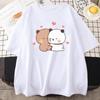 Panda Bear Bubu and Dudu Cute T Shirt Oversized EU Size 100% Cotton Women Tops Cartoon Print Pink Tees O-Neck Anime Korean Style Unisex T-shirt