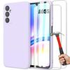 Case - Booling - for Samsung Galaxy A05s - Liquid Silicone - Matte Purple - Scratch-Resistant - with 2 Tempered Glasses