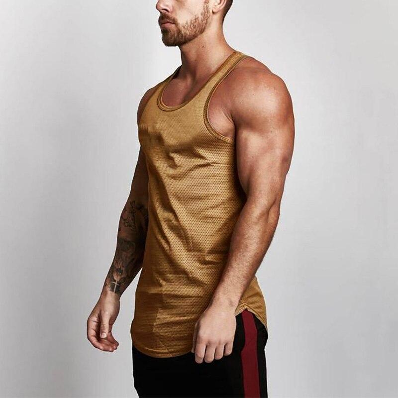 Muscleguys Sports Vest Summer Casual Loose Bottoming Shirt Men's Fitness Mesh Sleeveless T-shirt