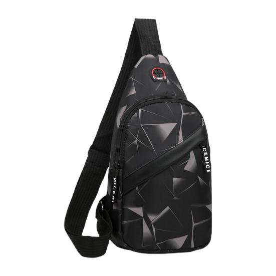Men Crossbody Bag Geometric Print Portable Adjustable Strap Casual Oxford Cloth Sports