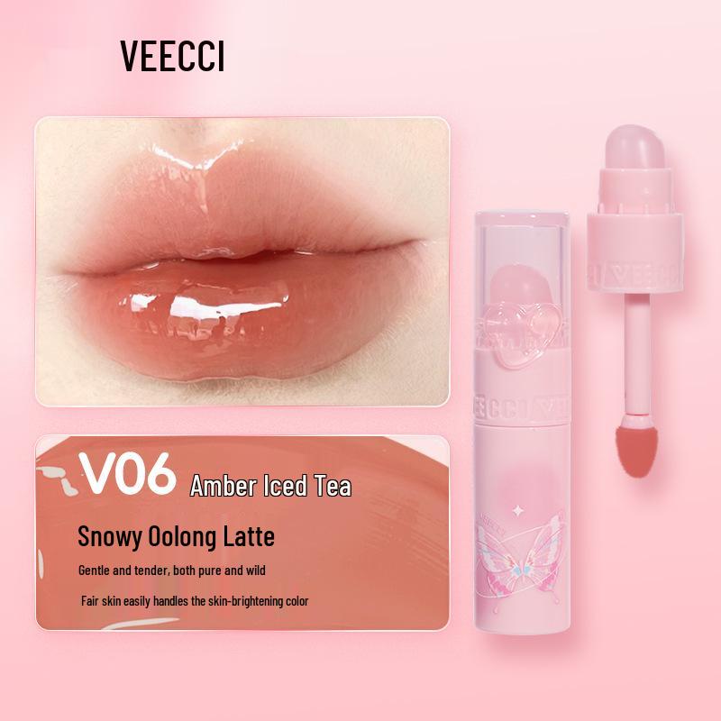 VEECCI Clear Bobo Lip Glaze: Long-lasting, Non-Transfer Double-Ended Lip Gloss.