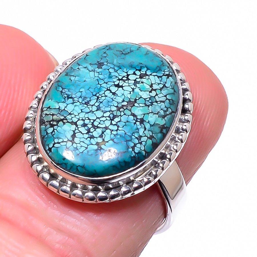 Natural Tibetan Turquoise Gemstone 925 Solid Sterling Silver Gift Ring S.7 o7D17