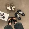 2025 Summer New French Niche Thick-soled Outer Slippers Women's Casual with Skirt Beach Cover Toe Flat Women's Shoes