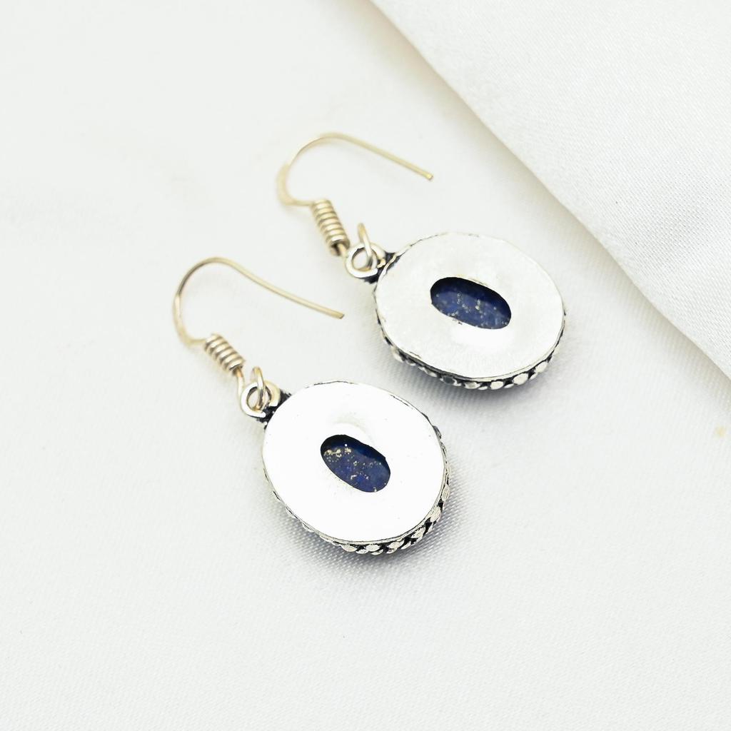 Lapis Lazuli Earrings Handmade Jewelry, 925 Solid Sterling Silver Earrings Designer Gemstone Jewelry Earrings, Gift For Mom