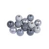 Assortment. FSC 100% Wooden Beads, 12mm Ø, Grey-silver Tones, Polished, 32 Pcs