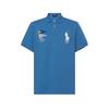 Polo Letter Logo Embroidered Casual Short Sleeve Polo Shirt Men Tops Blue 710871318-001