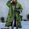 Women's Long Woolen Coat Autumn Winter 2025 European American Style Printed Fashion