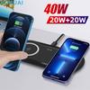 Double 2 In 1 Fast Wireless Charger Pad 40w Dual Charging Station For Iphone 14 13 12 11 Xs Xr X 8 Airpods 3 Pro Samsung S22 S21