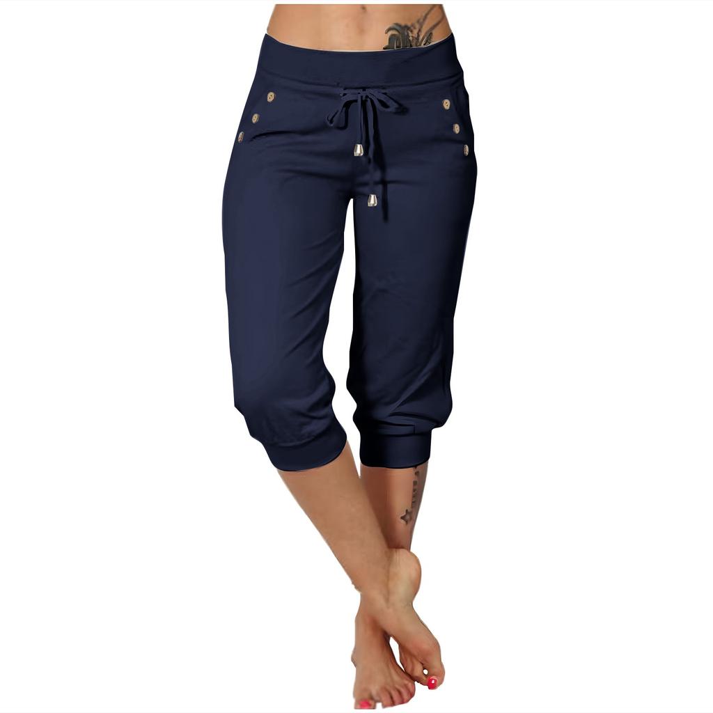 Pants For Women Casual Summer Drawstring Elastic Waist Pant With Pockets