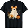 Coquette Ghost Halloween Flower Ghost Spooky Lace Ghost T-Shirt Unisex T-Shirt