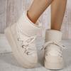 New Large-sized Snow Boots for Women with Added Fleece and Thickened Warmth Casual and Fluffy Cotton Shoes
