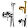 Gold Toilet Bidet Sprayer Set Brass Bidets Faucet Bathroom Hot and Cold Sprayer Shower Bidet Faucet High Pressure Gun Chrome