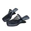Sexy Hollow Out Mesh Square Toe Mules Women Shoes Pumps Slippers Fashion Strange Wedges Heels Slides Sandal Female Black
