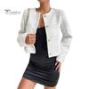 Women Coat Collarless Single-breasted Long Sleeves Short Type Business Style Commuting Jacket Spring Fall Outerwear