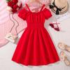 Girls Dresses Children's Summer NewDresses 7-12 Years Old Girls Flower Bud Sleeve Splicing Princess Dresses