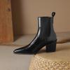 2024 New Autumn Women Boots Pointed Toe Chunky Heel Boots Genuine Leather Shoes for Women Concise Ankle Boots Platform Boots