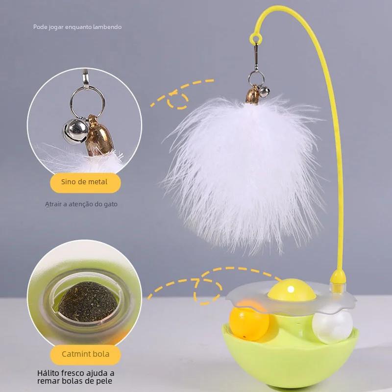 Teasing Cat Toys Self-high Not Fall Down Pet Ball Removable Stick Feather Scratching Ball Mint Pet Supplies Cat Toys Interactive