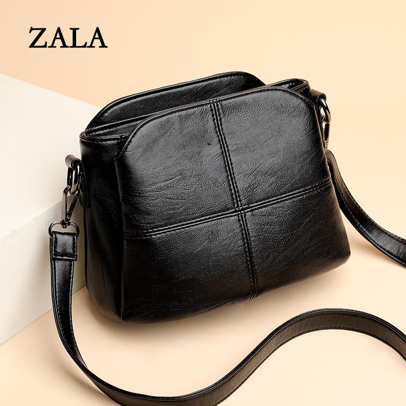 Soft Leather Fashion Bucket Small Bag Middle-aged Mother New Korean Version Simple Atmosphere Shoulder Messenger Bag Casual