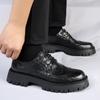 Fashion Mens Business Leather Shoes Round Head Thick Bottom Casual Shoes British Retro Youth Formal Oxford for Men Outdoor Shoes