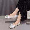 Flat Bottom Shallow Mouth Single Shoes Women's Summer New with Skirt Rhinestone Versatile Beanie Shoes Mary Jane Shoes