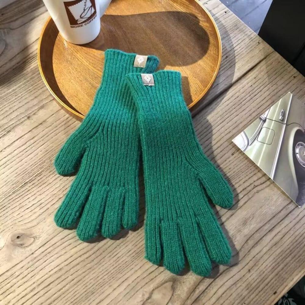 Solid Color Knitted Gloves Touchscreen Warm Mittens Casual Women Gloves Outdoor Riding