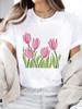 (Asian Size) Watercolor Flower Trend 90s Print Short Sleeve T-shirts Fashion O-neck Female Casual Women's Top T Clothing  Graphic Tee