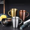 300ml Double-Layer Water Cup 304 Stainless Steel Thermal Coffee Beer Mug With Handle Gold Sliver Heat Insulation Coffee Cup