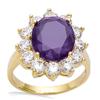 Gold Plated Ring 'Victorina' Amethyst White Gold - 20x18 Mm