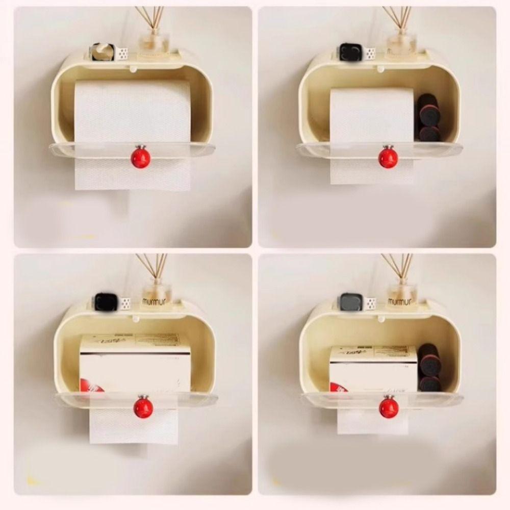 No Punching Wall Mounted Tissue Box Plastic Paper Towel Box Creative Cartoon Tissue Holder Kitchen