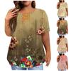 Women's Short Sleeve Shirt Round Neck Plus Size T-Shirt Vintage Printed Casual Tops