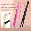 Double Headed Tweezers Multi-Use Tweezers Silicone Pressing Head Nail Clipping Tool Take Sticker Tape Crystal Manicure Tools