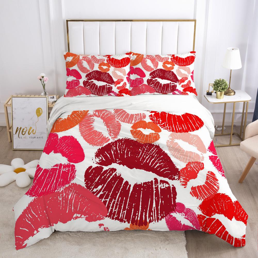 3D Sexy Lips Bedding Set Kiss Me HD Printing Duvet Cover 2/3 Pieces AU140 * 210 Full-size Soft Home Decoration