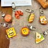 Simulation Hamburger Car Keychain Cute Food Bread Egg Tart Fried Egg Toast DIY Bag Keyring Pendant Kid Gift