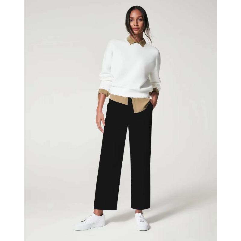 New Fashion Micro-flared Plus Size Women Pants 2024 Elegant New Casual Crop Pants for Women Solid Color Loose Trousers 1149
